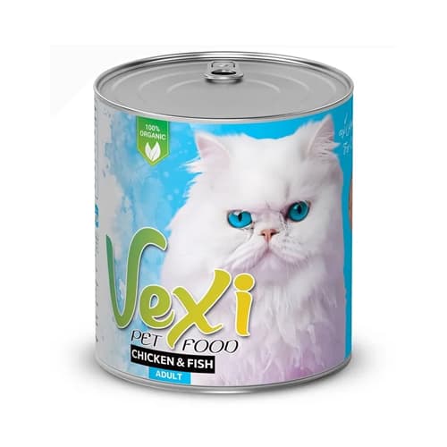 کنسرو گربه وکسی مرغ و ماهی Vexi وزن 800 گرم