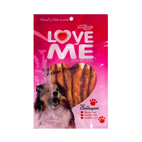 تشویقی سگ بالغ لاومی مدادی دورپیچ مرغ Love Me وزن 60 گرم