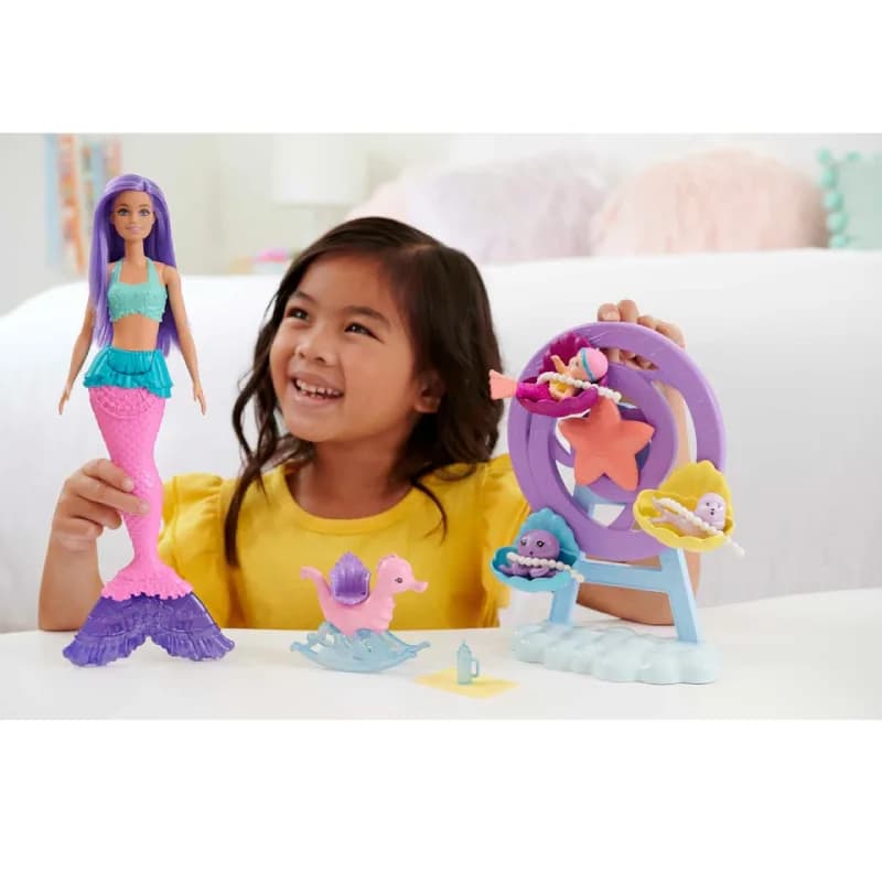 باربی Dreamtopia Mermaid: سرسره، بازی و مراقبت از پری‌های دریایی — تصویر ۴