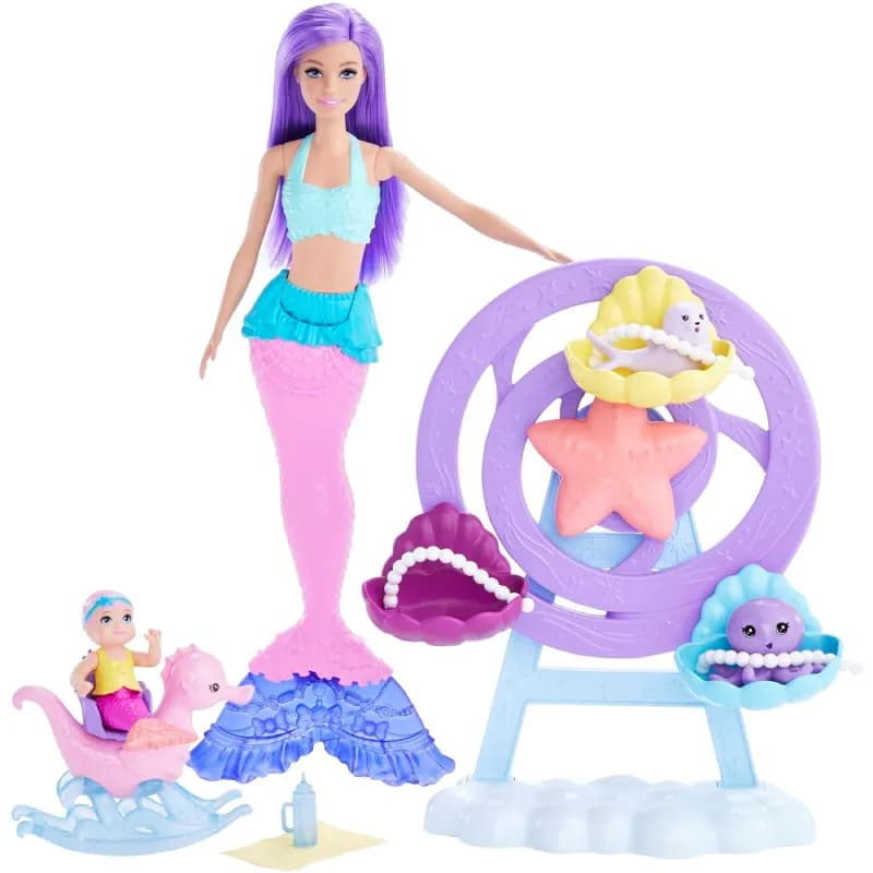 باربی Dreamtopia Mermaid: سرسره، بازی و مراقبت از پری‌های دریایی