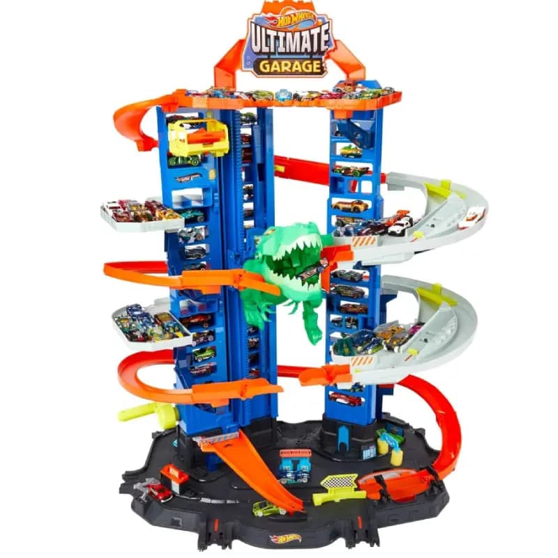 ست بازی Hot Wheels City Ultimate Garage با دایناسور تی‌رکس