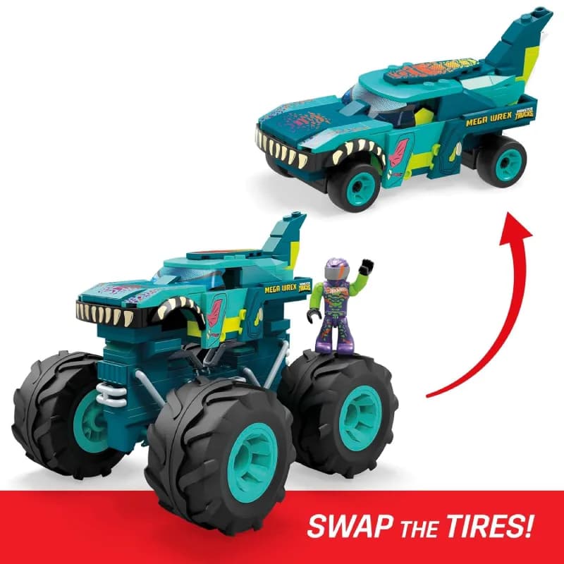 کامیون‌های هیجان‌انگیز Hot Wheels Mega-Wrex: بازی ساختنی با 187 قطعه و راننده میکرو — تصویر ۲
