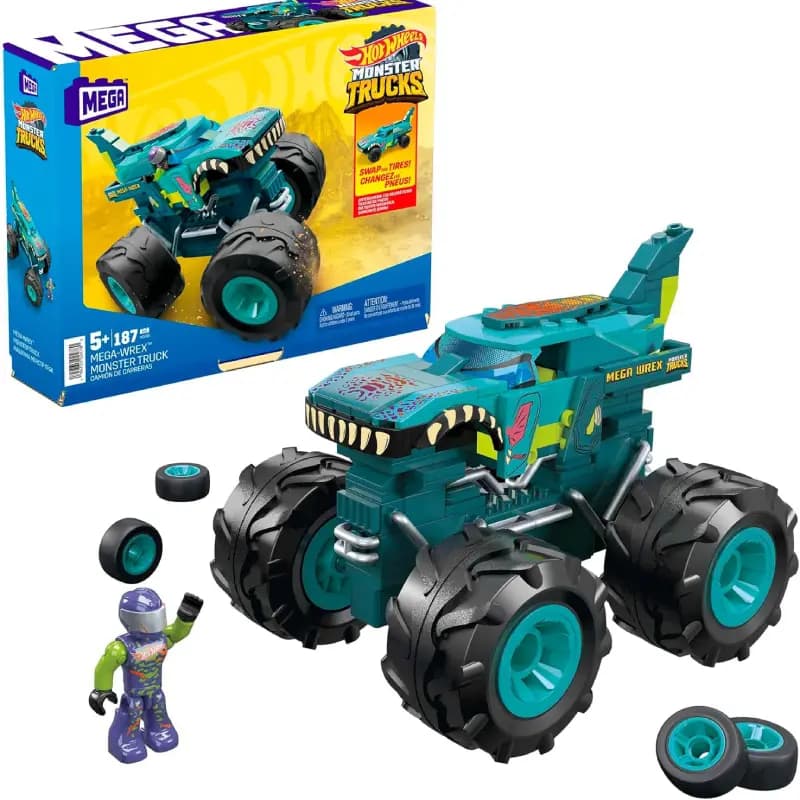 کامیون‌های هیجان‌انگیز Hot Wheels Mega-Wrex: بازی ساختنی با 187 قطعه و راننده میکرو — تصویر ۴