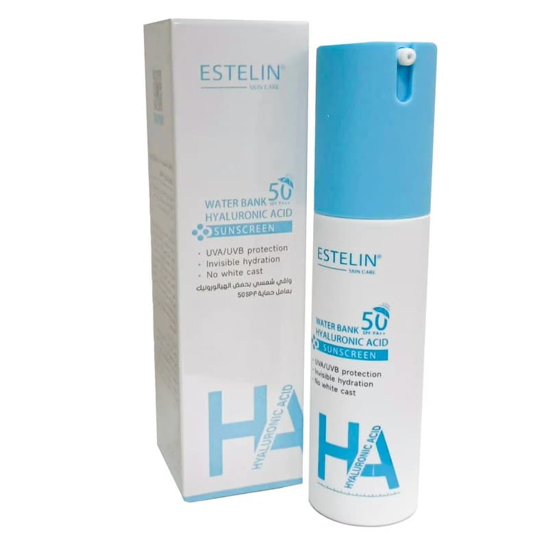 ضدآفتاب ابرسان قوی هیالورونیک اسید استیلن estelin hyaluronic acid sunscreen spf50مناسب انواع پوست حجم 60 میلی لیتر