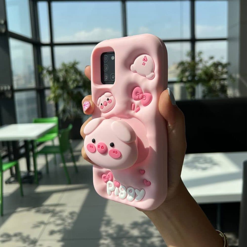 قاب سیلیکونی خوک صورتی مدل Pink Piggy با پاپ سوکت استندشو مناسب برای گوشی موبایل سامسونگ گلکسی Samsung Galaxy A12 / A13 / A15 / A16 / A21S / A24 / A25 / A26 / A30S / A31 / A32 4G / A32 5G / A34 / A35 — تصویر ۳