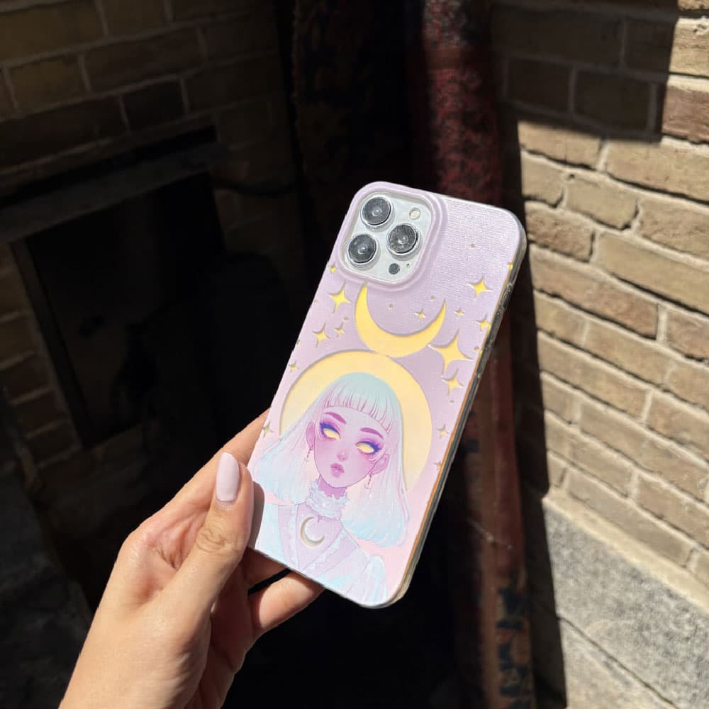 قاب هولوگرامی چاپی سفارشی (کد 0454) مدل دختر ماه – moon girl مناسب برای گوشی موبایل سامسونگ Samsung Galaxy A12 / A13 / A14 / A15 / A21S / A22 4G / A23 / A24 / A25 / A30S / A31 / A32 4G / A32 5G / A33