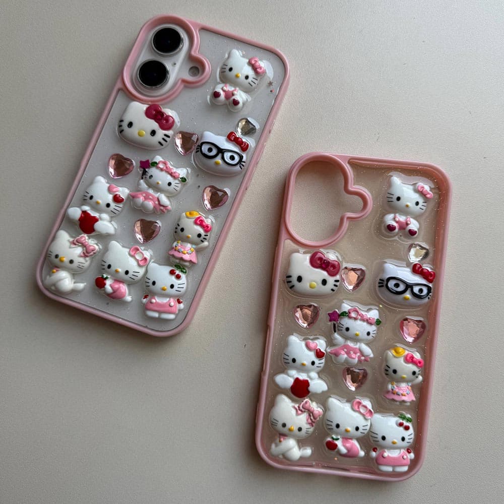 قاب شفاف هلوکیتی برجسته مدل Clear Hello Kitty مناسب برای گوشی موبایل اپل آیفون Apple iPhone 13 / 13 Pro / 13 Pro Max / 14 Pro Max / 15 Pro Max / 16 / 16 Pro / 16 Pro Max