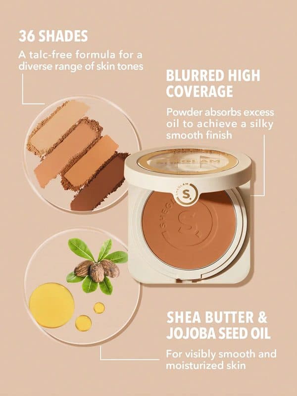 پنکک کرم پودری (پودر پایه) SKIN-FOCUS فول کاور – رنگ NUTMEG شیگلم SHEGLAM — تصویر ۳