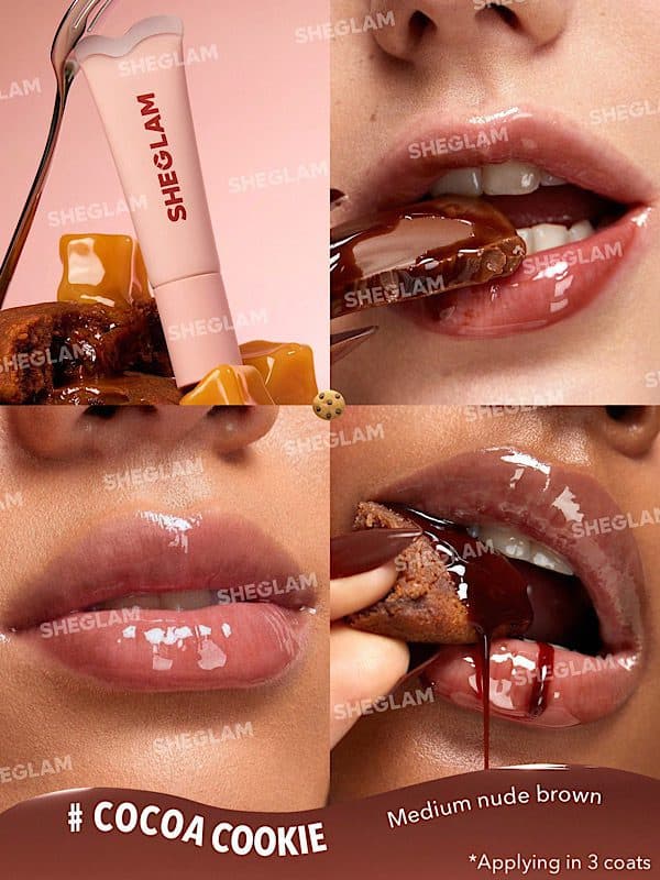 رژ لب براق مرطوب‌کننده Crystal Glaze رنگ Cocoa Cookie شیگلم SHEGLAM — تصویر ۲