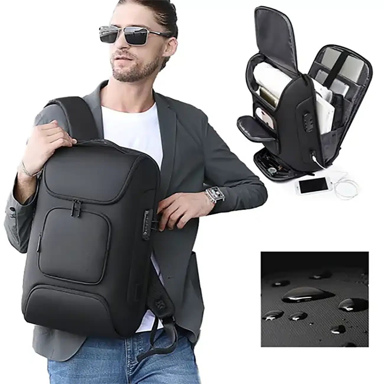 کوله پشتی لپ تاپ 15.6 اینچ بنج BANGE اصل مدل BG-7216plus با قفل و پورت USB — تصویر ۲