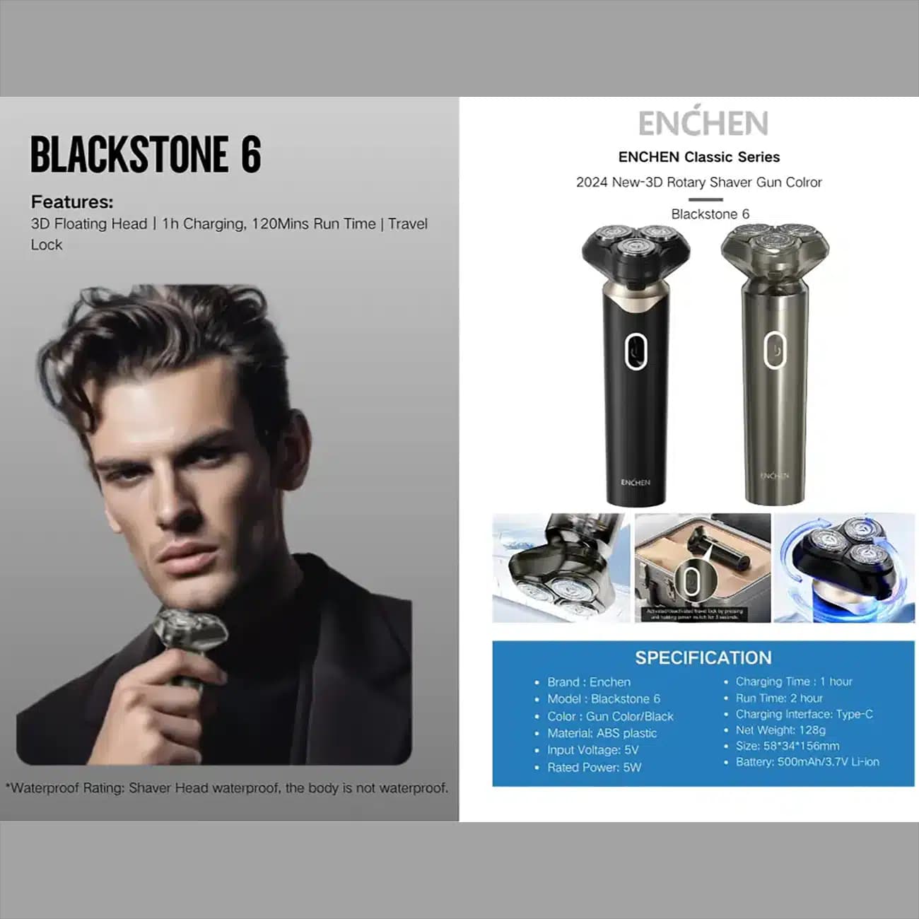 ریش تراش شارژی انچن Xiaomi Enchen Blackstone 6 — تصویر ۴
