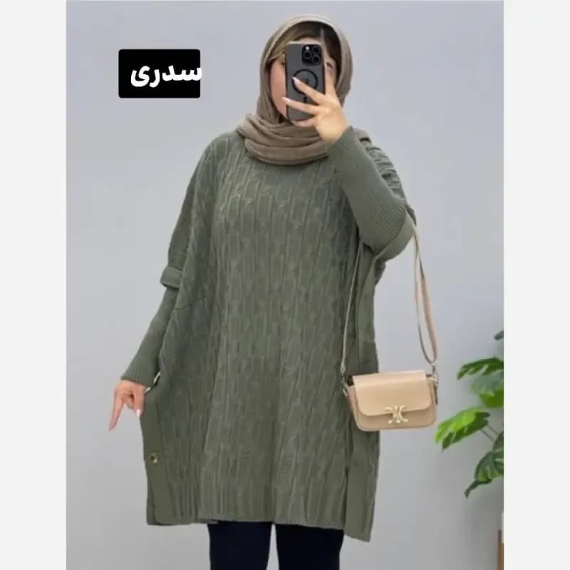 مانتو پانچ بافت ترنج فری سایز 40 تا 54 — تصویر ۳