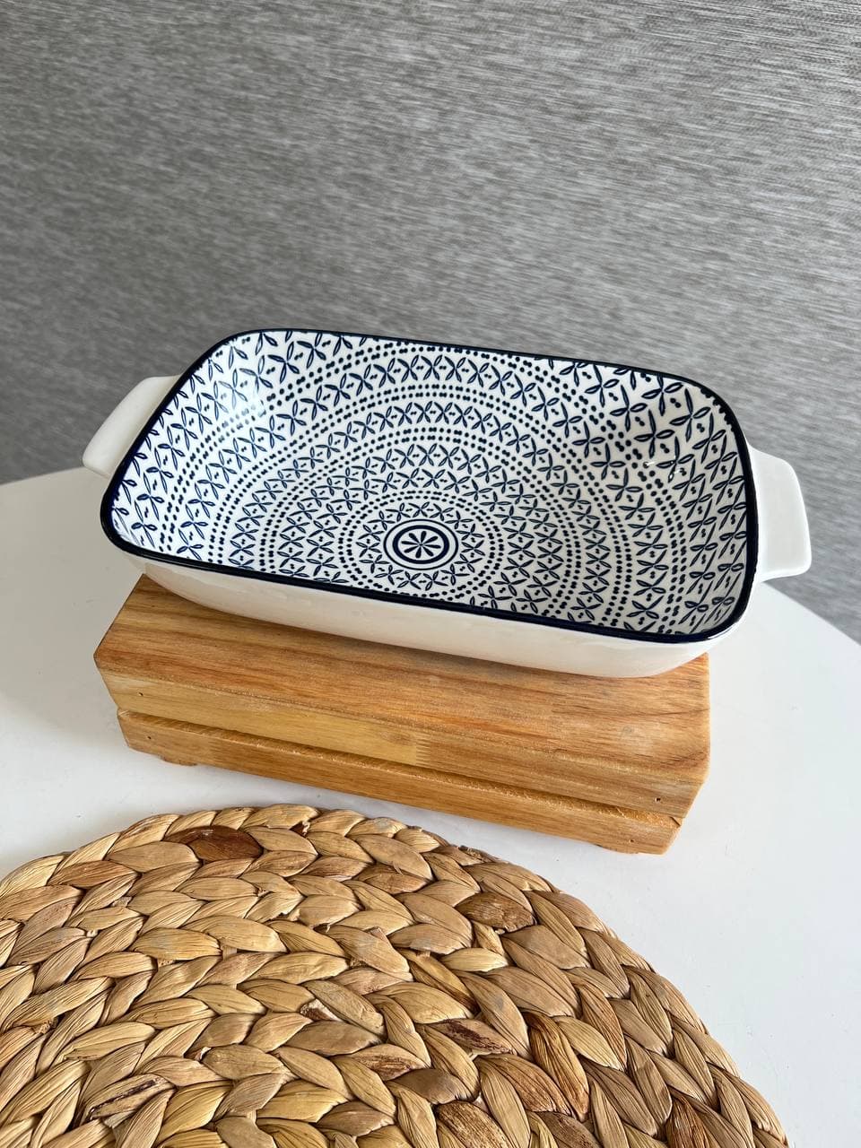 تابه سرامیکی مستطیلی دنی هوم- طرح ایکس سرمه ای- سه سایز — تصویر ۳