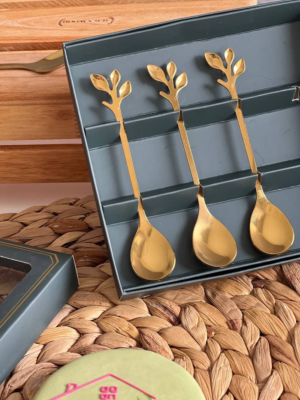 ست 4 عددی قاشق چایخوری برگ طلایی — تصویر ۳