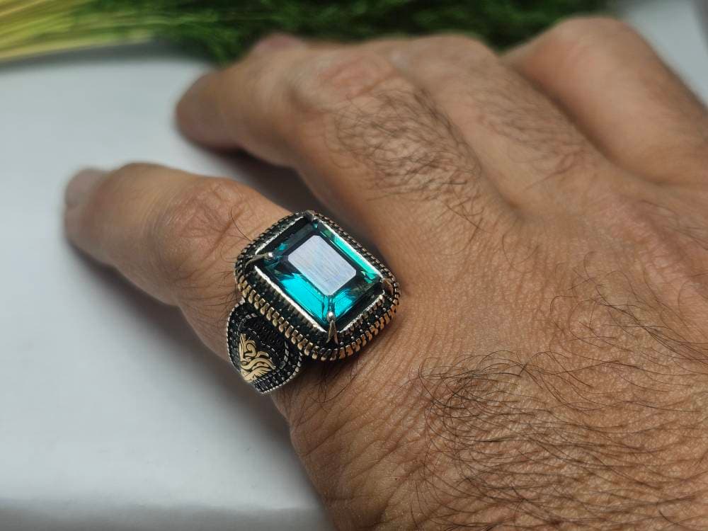 انگشتر نقره توپاز سبز اصلی — تصویر ۶