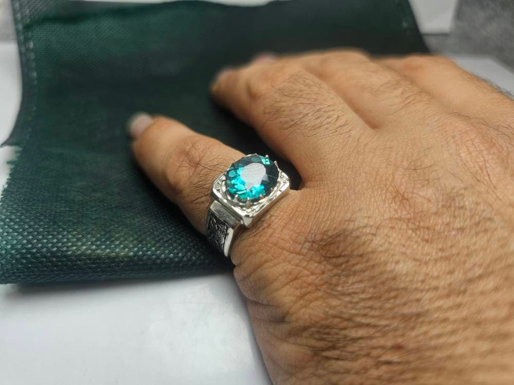 انگشتر نقره توپاز سبز اصلی — تصویر ۱۰
