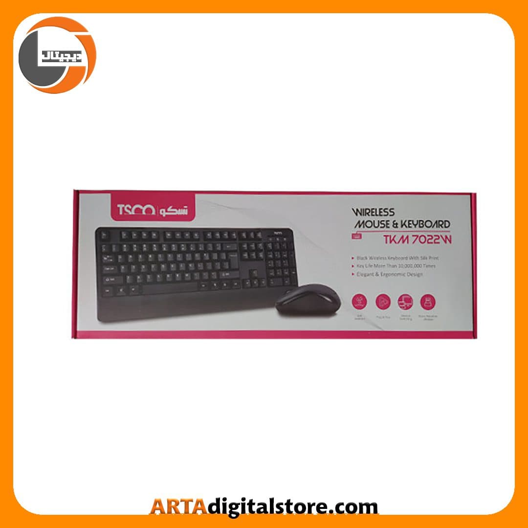 موس و کیبورد بی سیم تسکو TSCO TKM-7022W Black — تصویر ۳