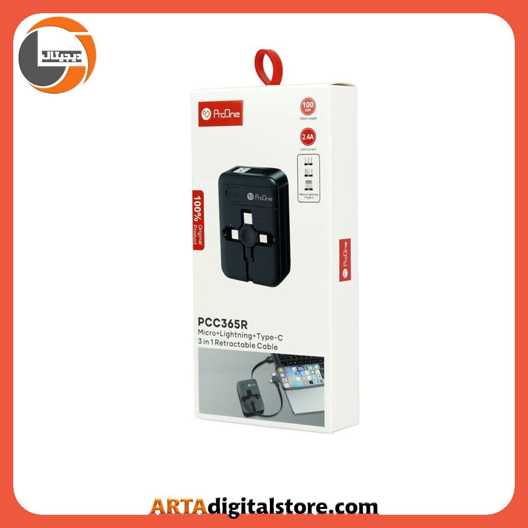 کابل 3 سر پرووان ProOne PCC365R 2.4A Black — تصویر ۲