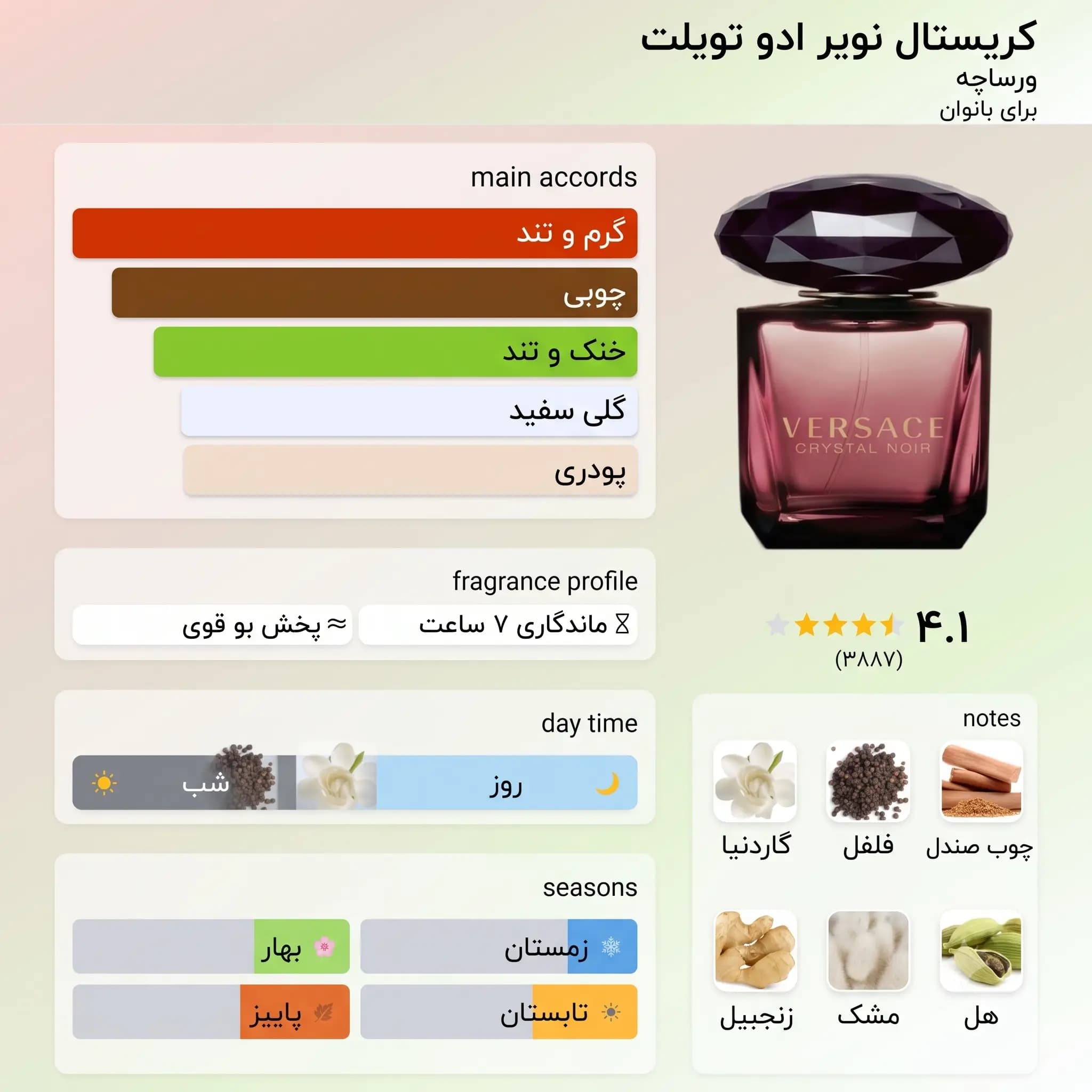 عطر ادکلن ورساچه کریستال نویر ادو تویلت اصل | Versace Crystal Noir Eau de Toilette — تصویر ۳