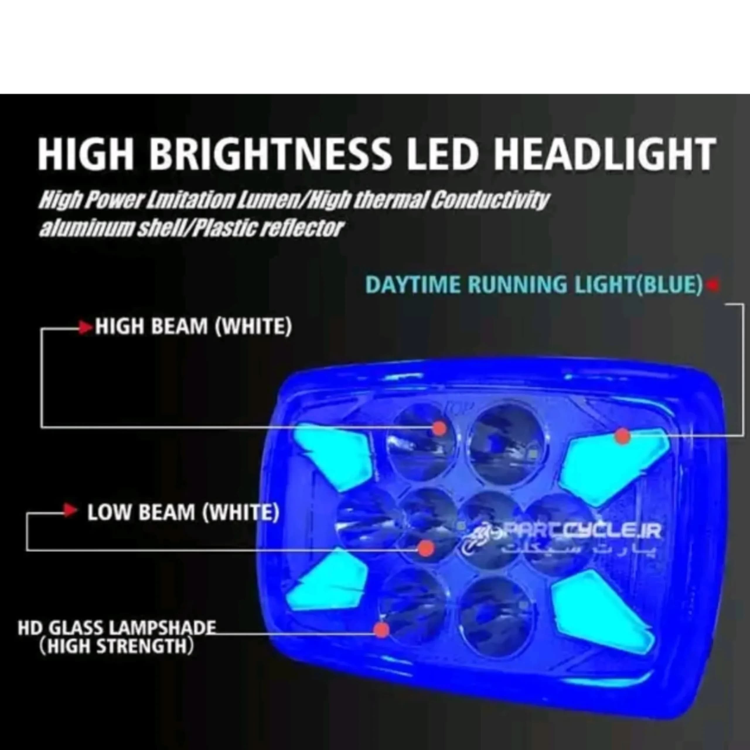 چراغ جلو موتورسیکلت مدل پروانه ای LED — تصویر ۴