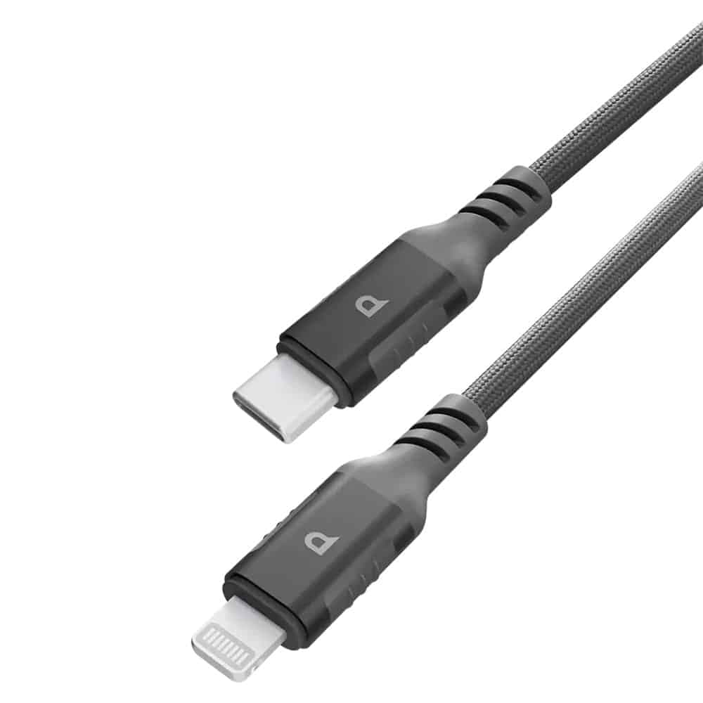 کابل فست شارژ کنفی پاورلوژی 1.2 متری USB-C به Lightning مدل Power Sync Weave رنگ مشکی