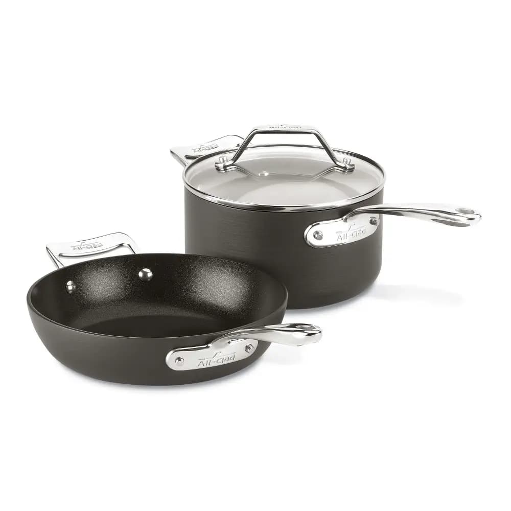 ست 2 تایی تابه 22 سانت و شیرجوش 2.35 لیتر آل کلد مدل All-Clad Essentials Nonstick Set