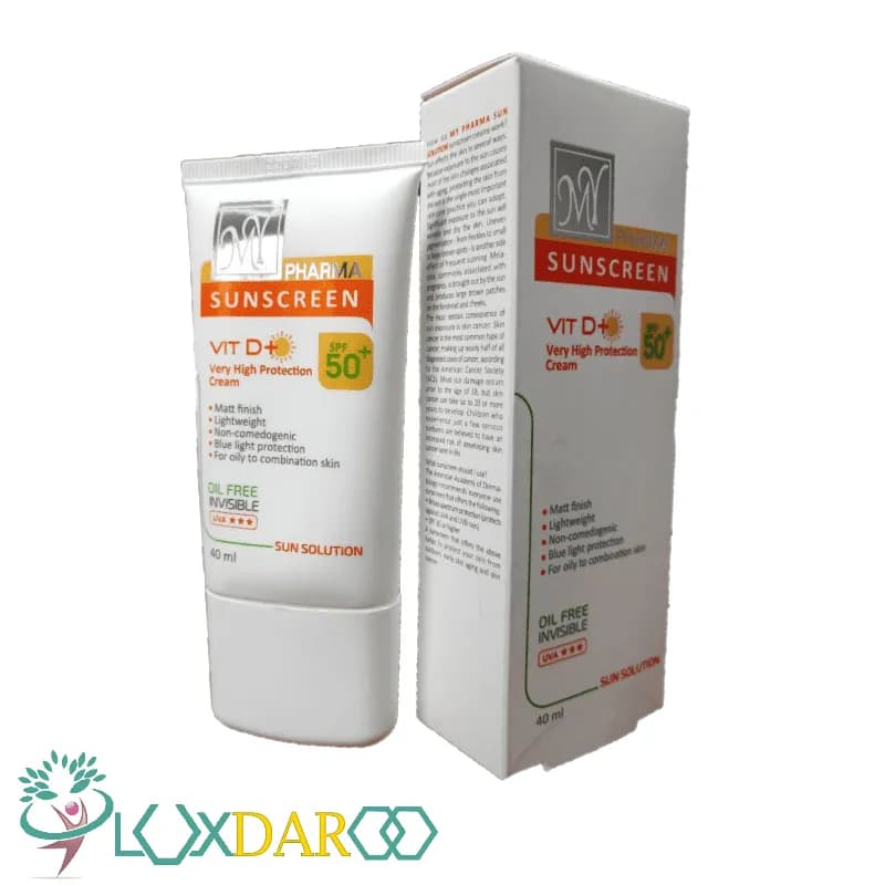 کرم ضد آفتاب سان سلوشن فاقد چربی بی رنگ مای فارما spf50