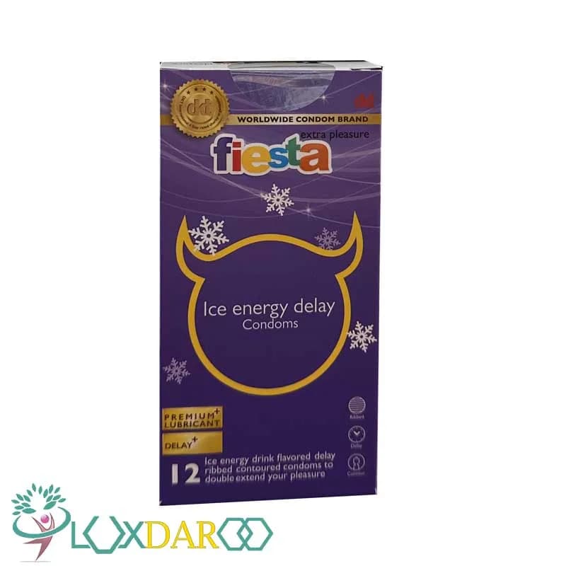کاندوم خنک شیاردار فیستا مدل ice energy delay بسته 12 عددی