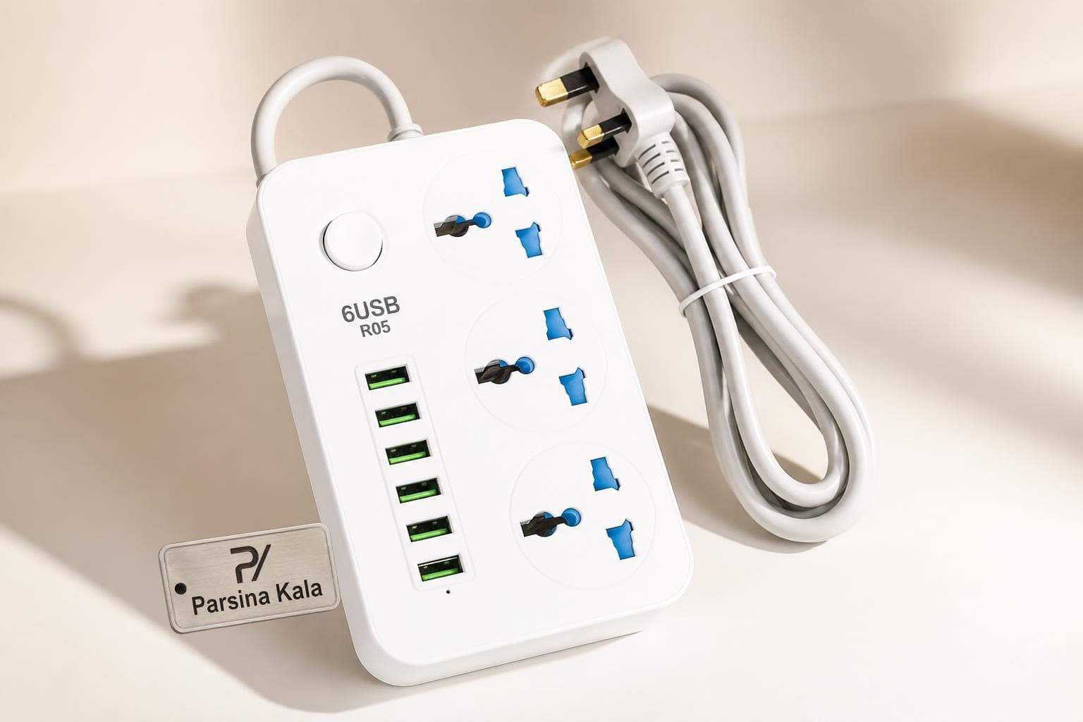 چند راهی برق مدل R05 اورجینال (دارای ۶ پورت USB) — تصویر ۲