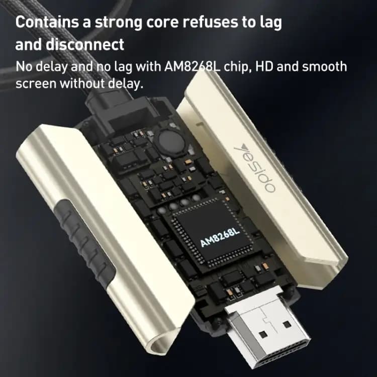 کابل 3سر لایتنینگ،تایپسی،میکرو به HDMI یسیدو 4k طول 2 متر Yesido 3IN1 HDMI CABLE HM14 2M — تصویر ۴