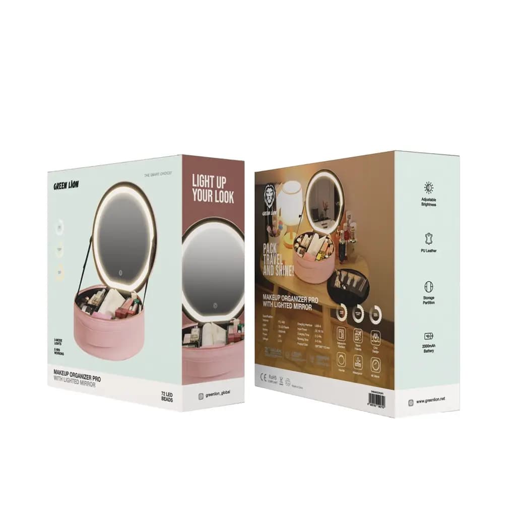 کیف لوازم آرایشی رینگ لایت دار گرین لاین مدل Green Lion Makeup Organizer Pro — تصویر ۳