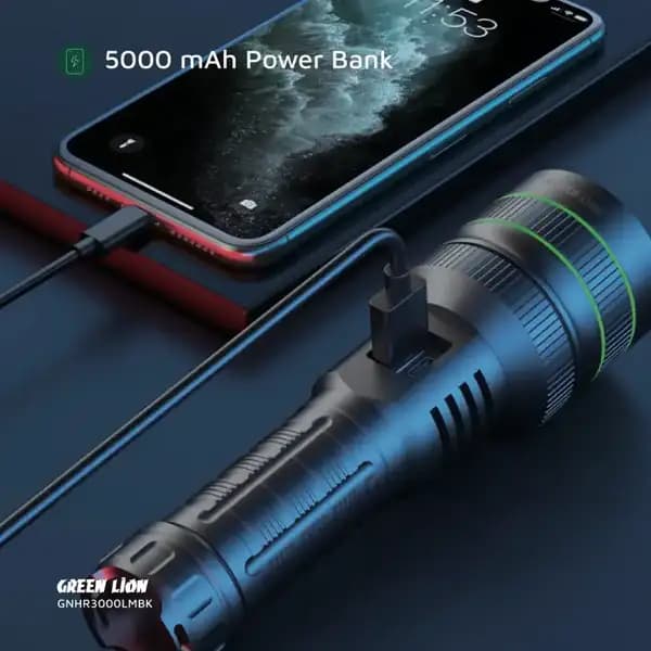 چراغ قوه شارژی گرین لاین Green Lion Hyper Ray Pro LED Torch GNHR3000LMBK — تصویر ۲