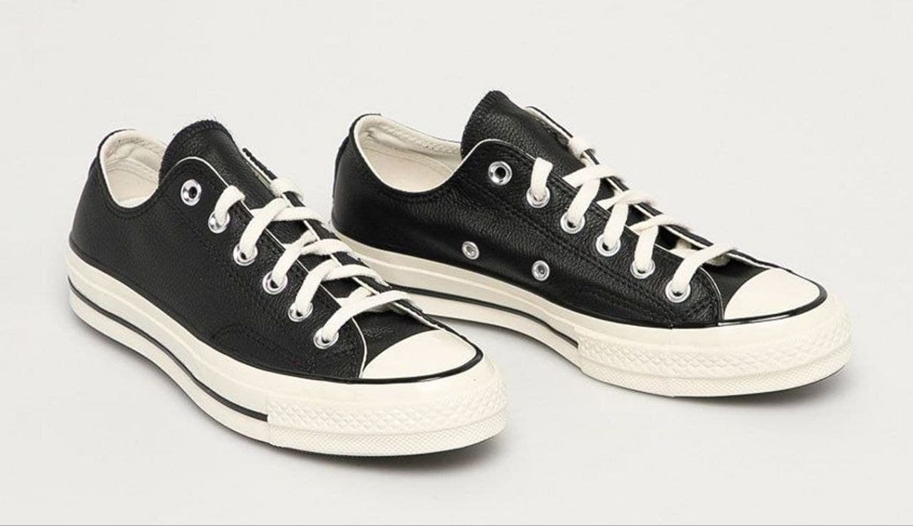 کانورس بدون ساق ۱۹۷۰ چرمی مشکی Converse all star 1970 low leather — تصویر ۳