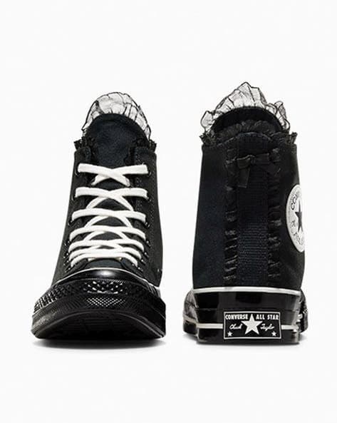 کانورس ساقدار چاک ۷۰ توری تمام مشکی Converse Chuck 70 Ruffles & Bows black — تصویر ۶