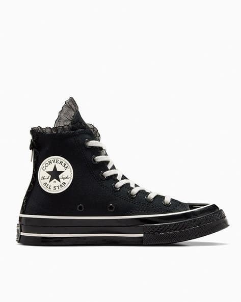 کانورس ساقدار چاک ۷۰ توری تمام مشکی Converse Chuck 70 Ruffles & Bows black