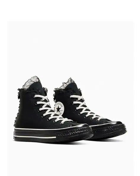 کانورس ساقدار چاک ۷۰ توری تمام مشکی Converse Chuck 70 Ruffles & Bows black — تصویر ۳