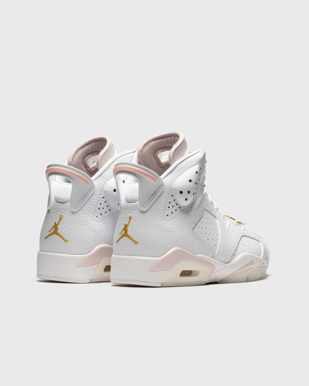 نایک ایر جردن ۶ گلدهوپس سفید صورتی Nike air jordan 6 gold hoops white and pink — تصویر ۵