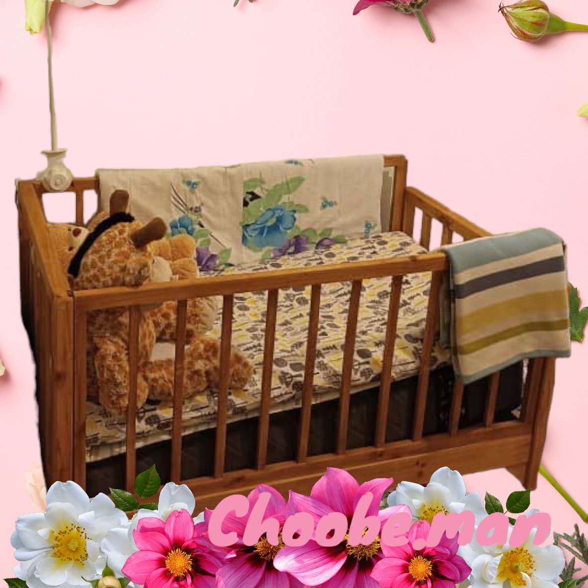 تخت خواب کودک نرده ای تمام چوب 70-130 مبلمان فرنا مدل 1142997 — تصویر ۳