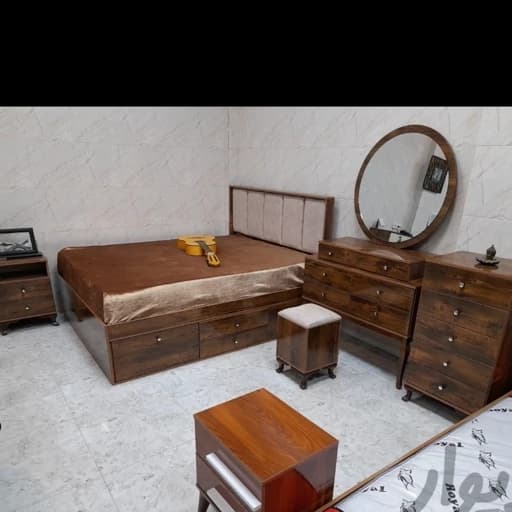 سرویس خواب دو نفره مدل 320 با کشو و میز آرایش مبلمان فرنا مدل 1142996