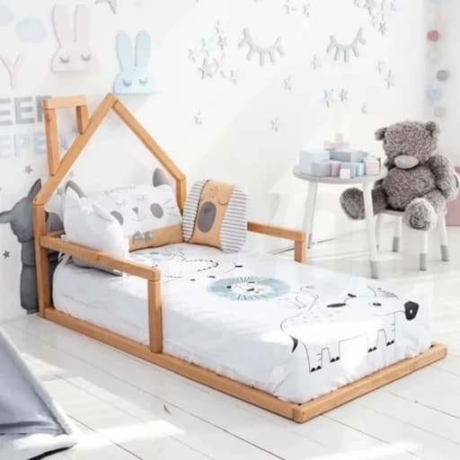 تخت کودک چوبی طرح خانه تحویل در باربری مقصد مبلمان فرنا مدل 1142992
