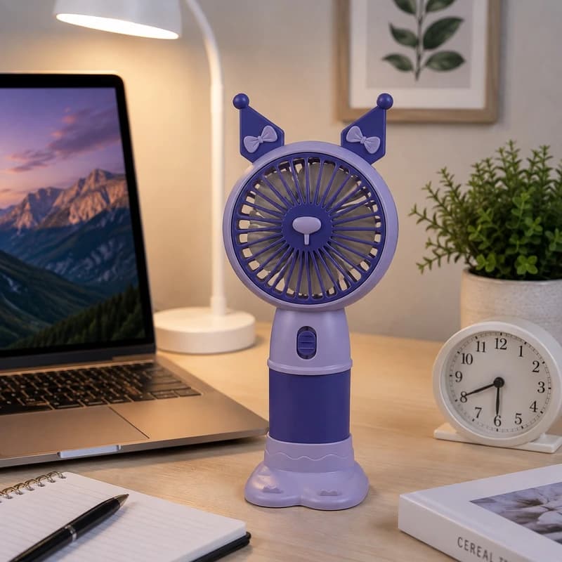 پنکه‌ شارژی مدل کرومی Mini Oval Kuromi Fan — تصویر ۳
