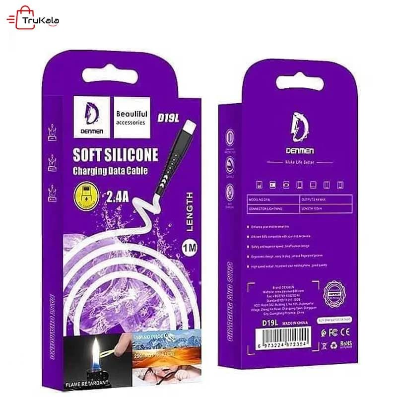 کابل شارژر سیلیکونی لایتنینگ دنمن مدل D19L — تصویر ۵
