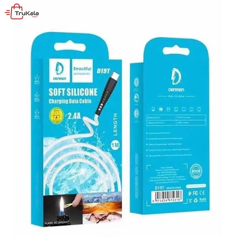 کابل شارژر سیلیکونی تایپ سی دنمن مدل D19T — تصویر ۵