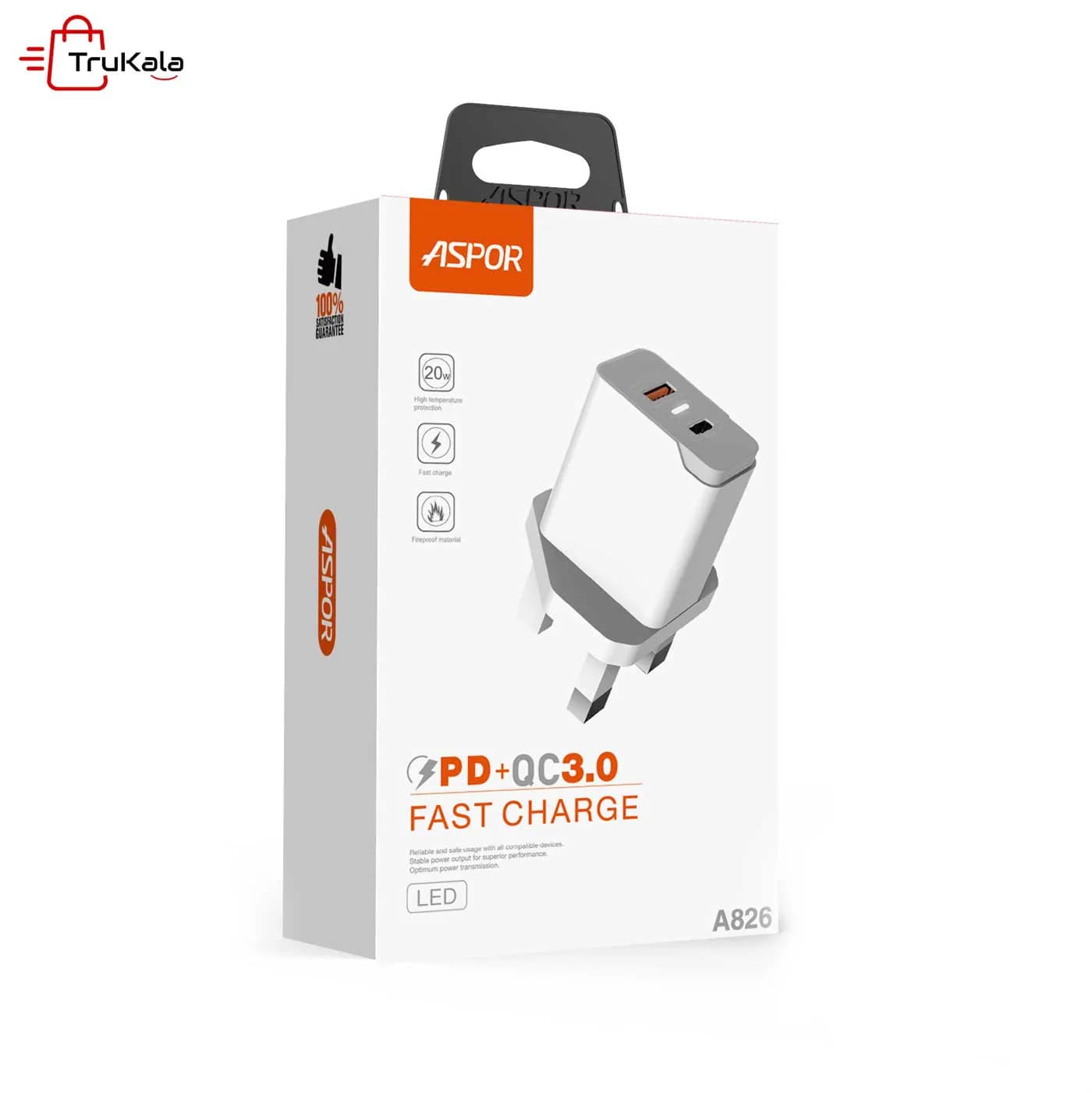 شارژر فست آسپور PD و عادی مدل A826