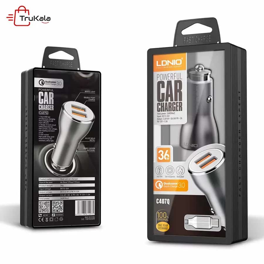 شارژر فندکی الدینیو مدل C407q — تصویر ۵