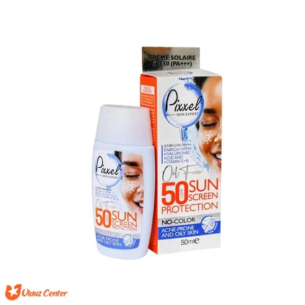 کرم ضد آفتاب رنگ بژ طبیعی پیکسل مناسب پوست چرب و جوش دار و مختلط SPF50 حجم 50 میل