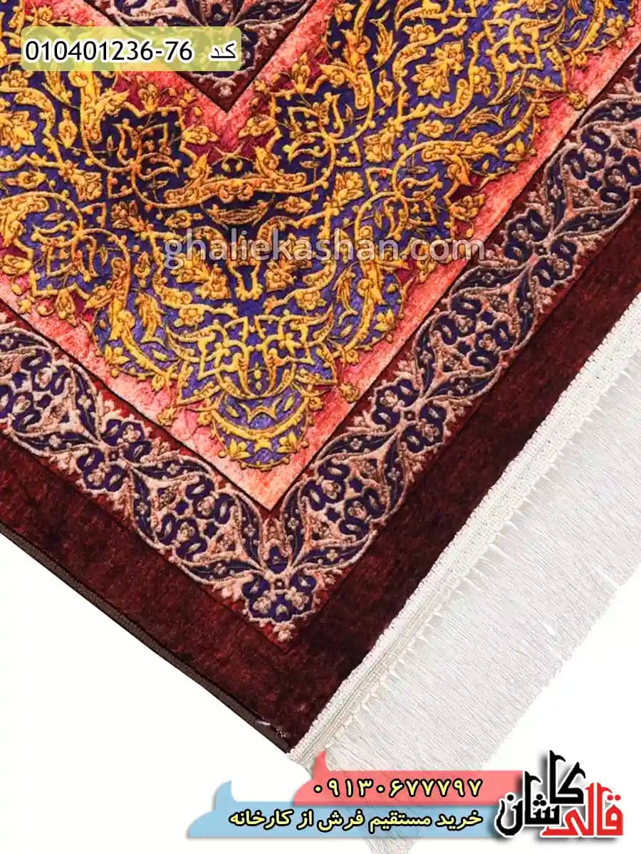 فرش 1200 شانه طرح شاهوار زمینه زرد کاشان — تصویر ۶