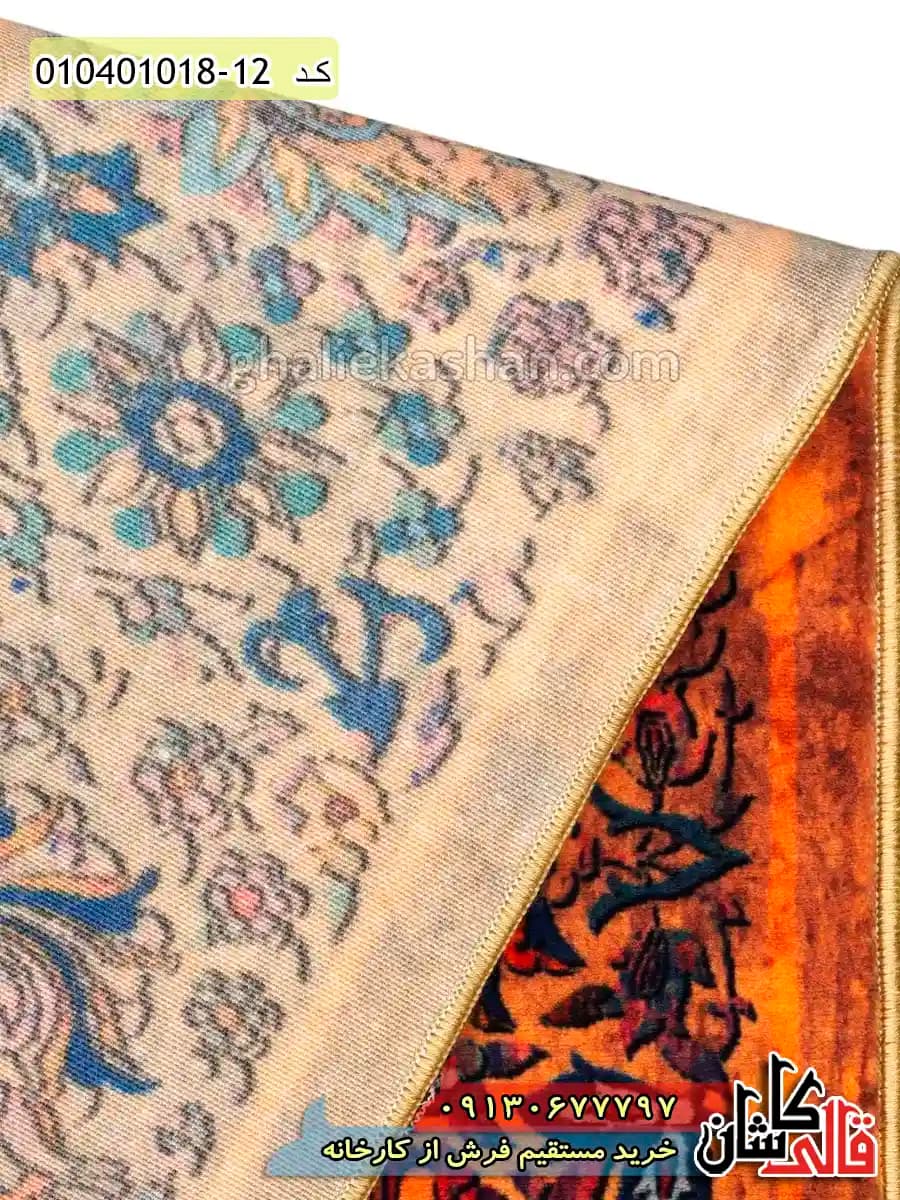 فرش وینتیج 1000 شانه طرح افشان ساروق زمینه قهوه ای کاشان — تصویر ۸