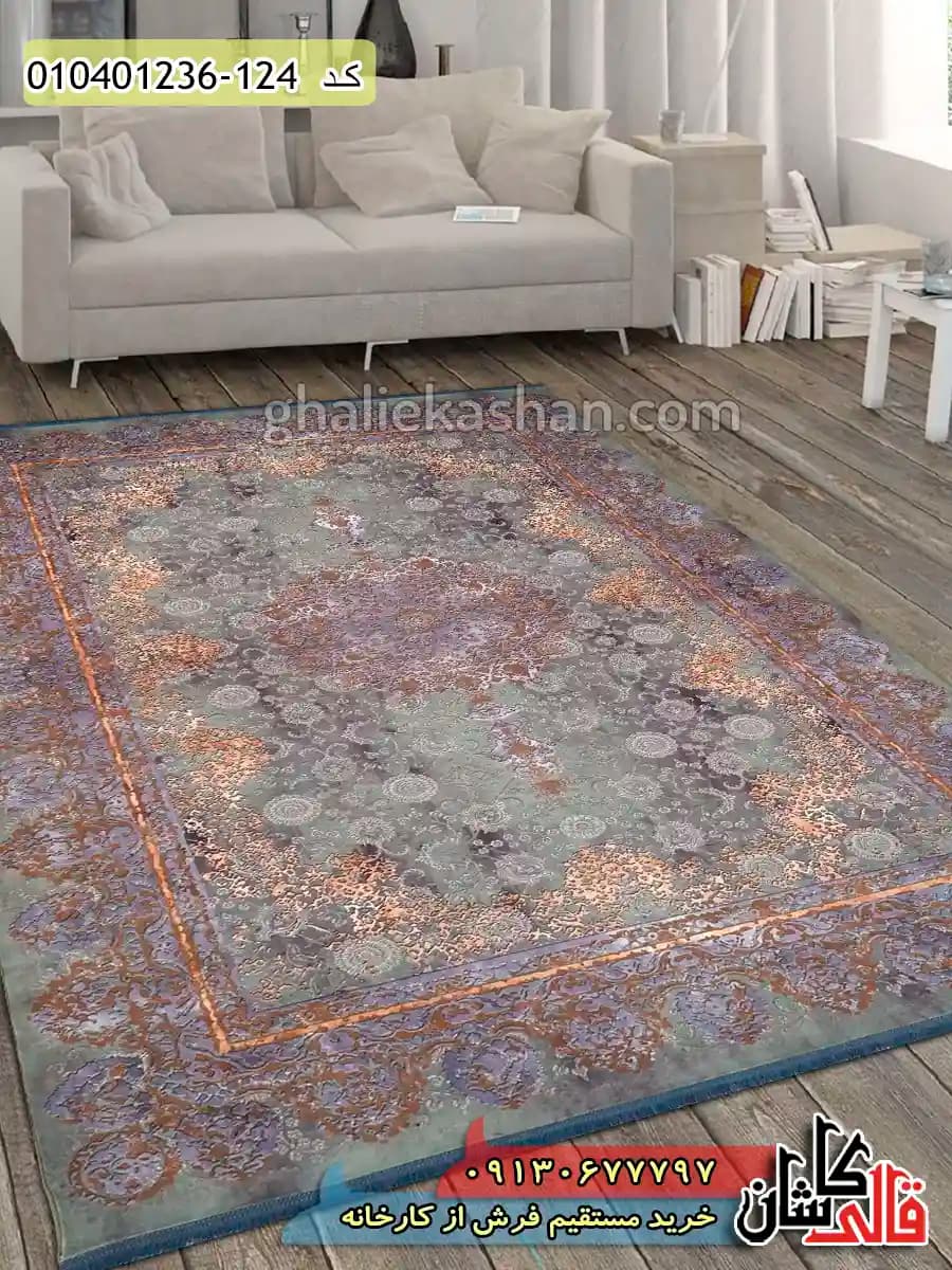 فرش وینتیج 1200 شانه طرح کریاس زمینه سبز کاشان