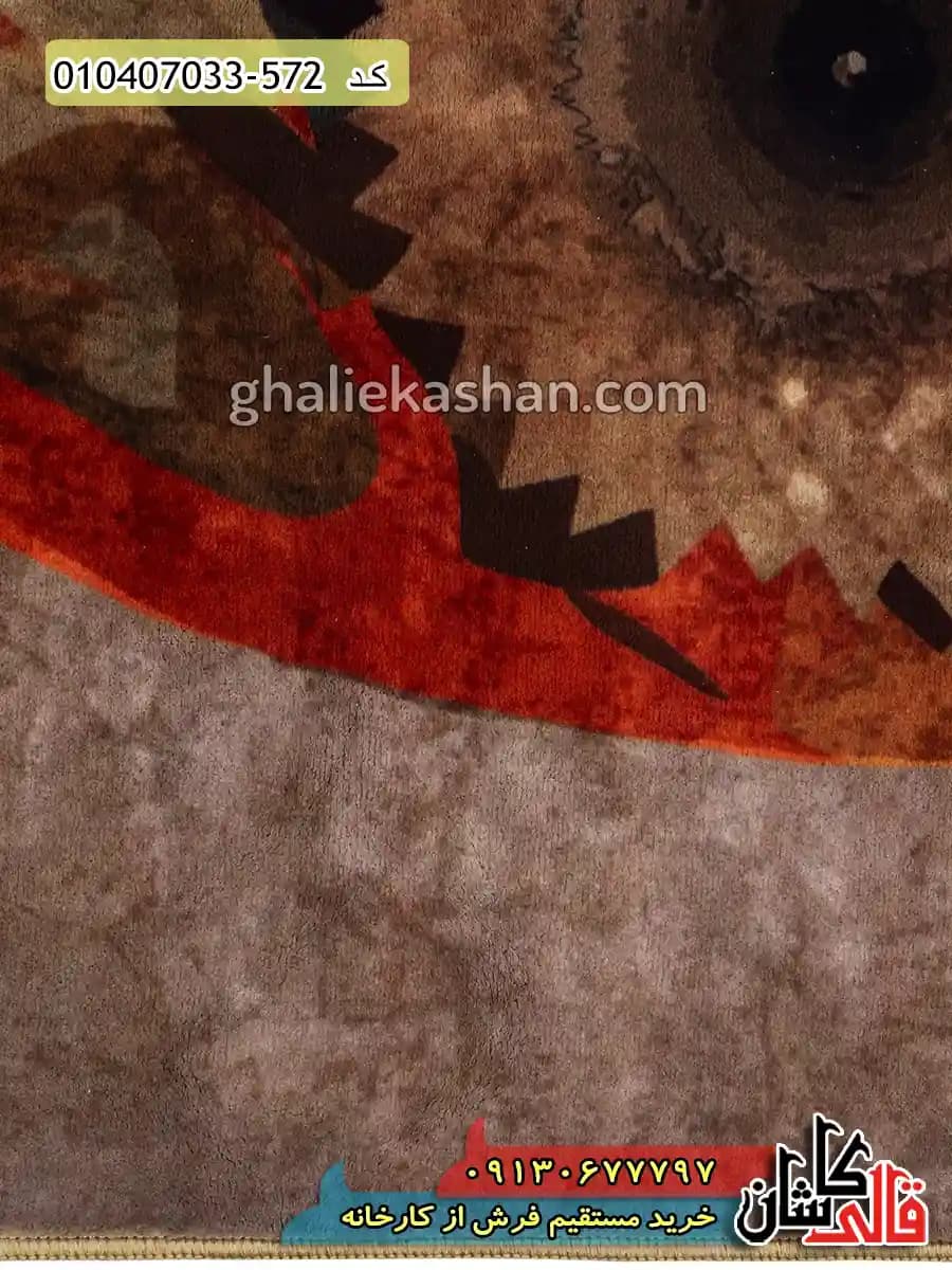 فرش فانتزی دخترانه 700 شانه طرح دختر گل مرغ زمینه نسکافه ای کاشان — تصویر ۵